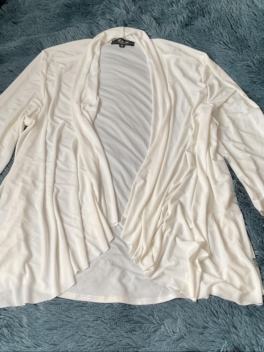 Rafaella Ivory Draped Open-Front Cardigan